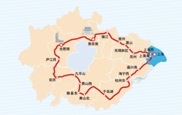 長三角超級環(huán)線路線圖。上海鐵路部門供圖